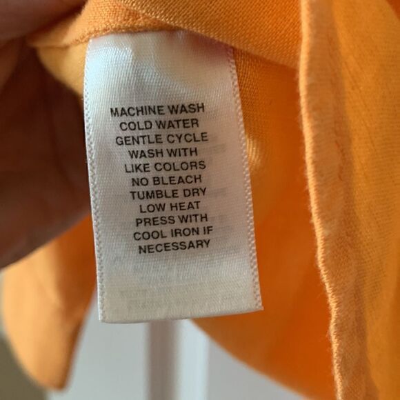 Jones New York Orange LINEN Blend BUTTON DOWN Shirt Size Large - Picture 5 of 5